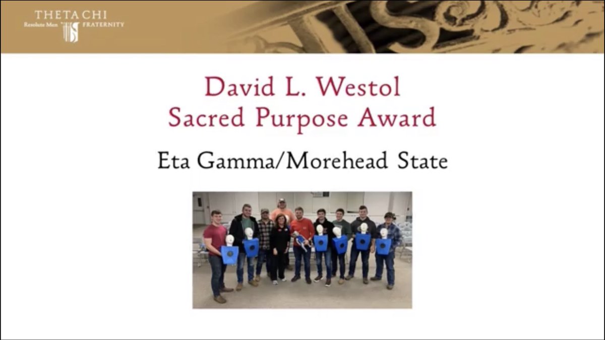oxetagamma's tweet photo. We are happy to announce that we received the David L. Westol Sacred Purpose Award and a Chapter Excellence Award from @thetachiihq ! We would also like to thank the brothers that helped with the award applications! https://t.co/HmzYoOYI4M