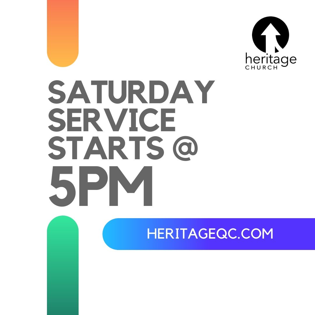 Saturday service starts at 5PM at heritageqc.com
Service will also be available online Sunday morning at 9 &amp; 11AM and on KWQC COZI 6-3 at 10AM. We have In-Person services at RI campus Sunday at 9 &amp; 11AM. Register at heritageqc.com/circles #heritageqc