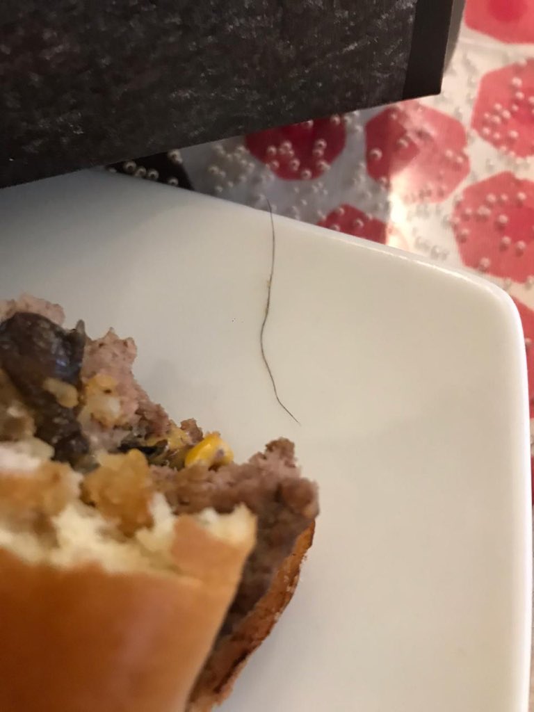 antodinali's tweet photo. @McDonalds_Cl hace unos minutos compramos en el Automac del local de Cantagallo y en uno de los sandwiches salió un pelo. Realmente es un asco!! Donde quedaron las medidas sanitarias?!?! Ahora se ponen mascarillas y se olvidan de las mallas para el pelo?! https://t.co/UlyPdNqPow