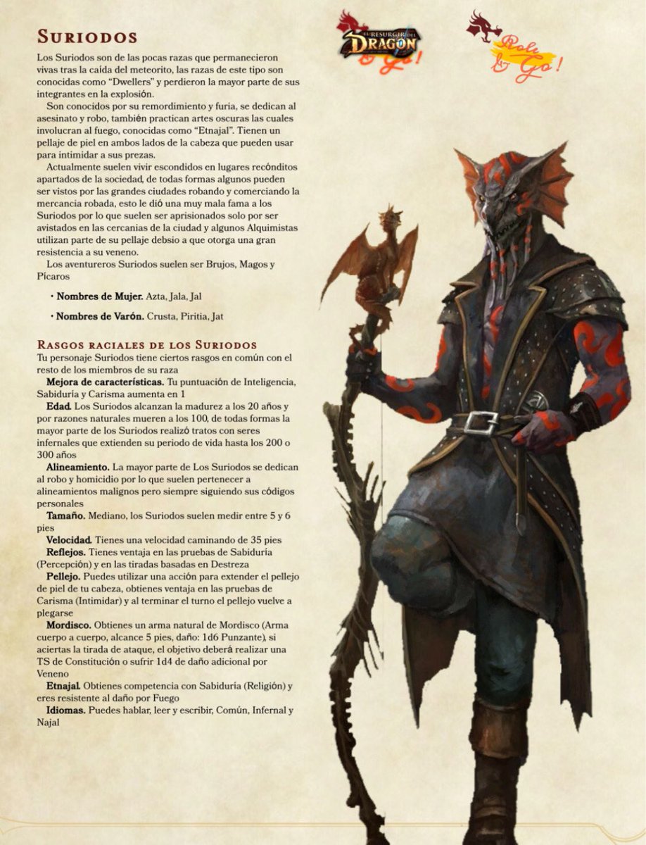 RoleGo4's tweet photo. Les presento a los Temibles Suriodos, una de las pocas razas originales restantes que aprovechan la magia oscura para su propio beneficio

Raza jugable para El Resurgir Del Dragón 

Pronto disponible en @dungeon_20 https://t.co/96EihoSAHa