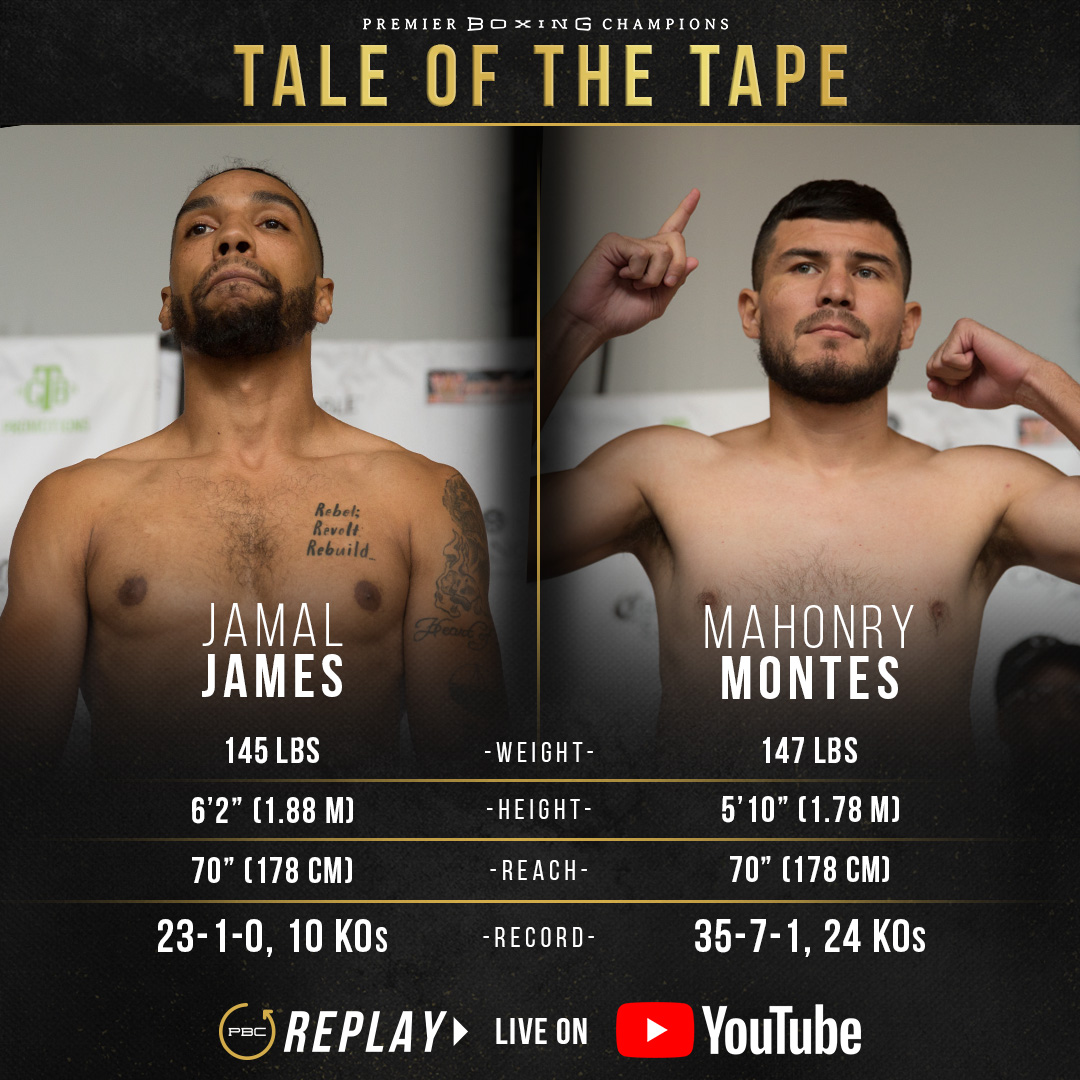 premierboxing's tweet photo. #TaleOfTheTape: Take a look at weights from 2018’s welterweight showdown #JamesMontes. Don’t miss the FULL Fight Card TONIGHT on our YouTube channel at 8 pm ET/5 pm PT. #PBCReplay
💻:https://t.co/8qdOrcrhRA https://t.co/8RN9axwXLu