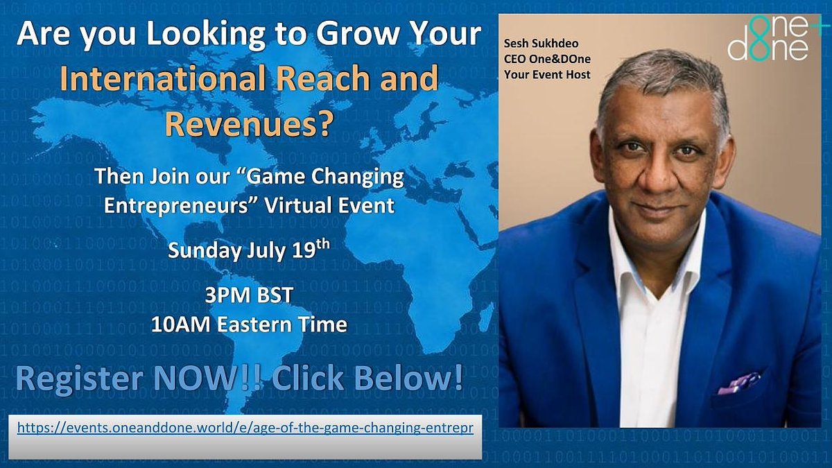 seshsukhdeo's tweet photo. Expand your reach and your business! Join our virtual event THIS SUNDAY. Register now! https://t.co/HA7QNjkhhT https://t.co/fkASp4dmNm