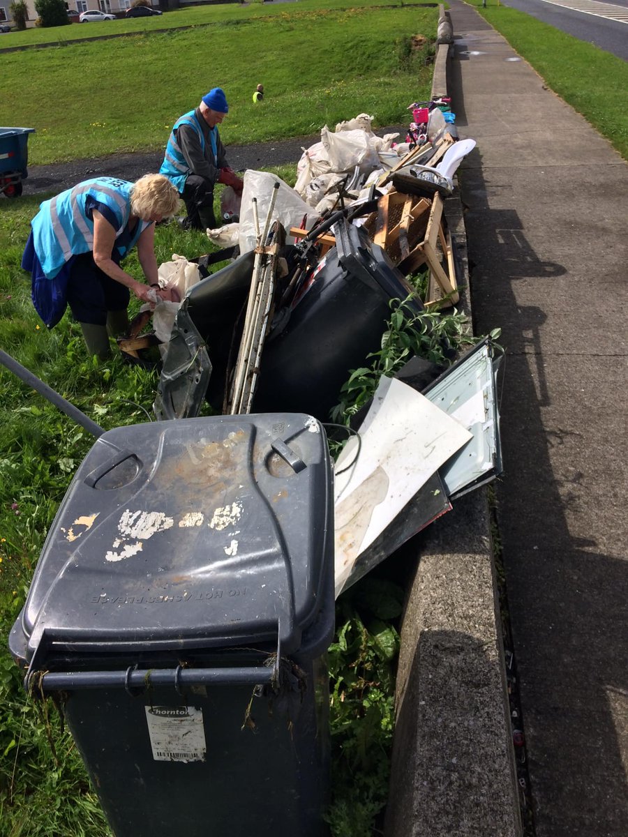 DodderAction's tweet photo. 21 volunteers met in Jobstown today, including South Dublin County Councillors Baby Pereppadan, Sandra Fay and Alan Edge. We collected 63 bags of rubbish, 2 large TV’s, one small TV, power washer, a double bed, baby’s chairs, the bonnet and headlights off a.............. 1/3 https://t.co/ZjLFa1QRX2