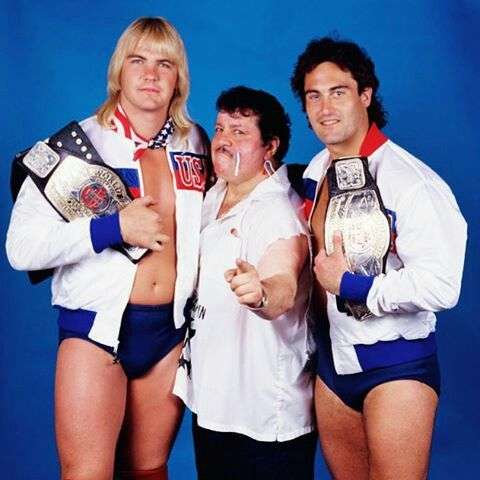 TheClosedFist's tweet photo. One of my favorite tag teams as a kid #TheUSExpress #BarryWindham #MikeRotunda i popped so loud when they beat #TheIronShiek and #NikolaiVolkoff for the tag titles. What were your impressions of them. Comment below and RT appreciated. https://t.co/80HGP7pp7Q