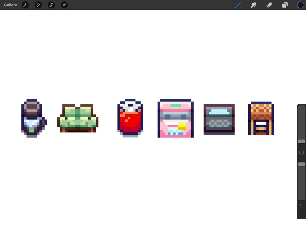 geometrikspark's tweet photo. @PeterMilko Watched your furniture tutorial (one of the few that have,) this is my first attempt at pixel art... this shit is tough to do at 16x16 nam sayin? https://t.co/Y19yLpdkWZ