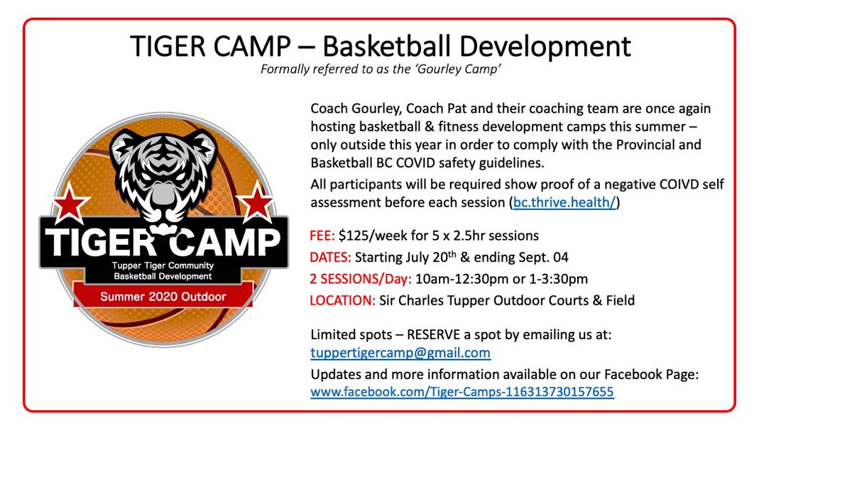 HERE WE GO Tupper Nation ... Camps are back ... and outside!