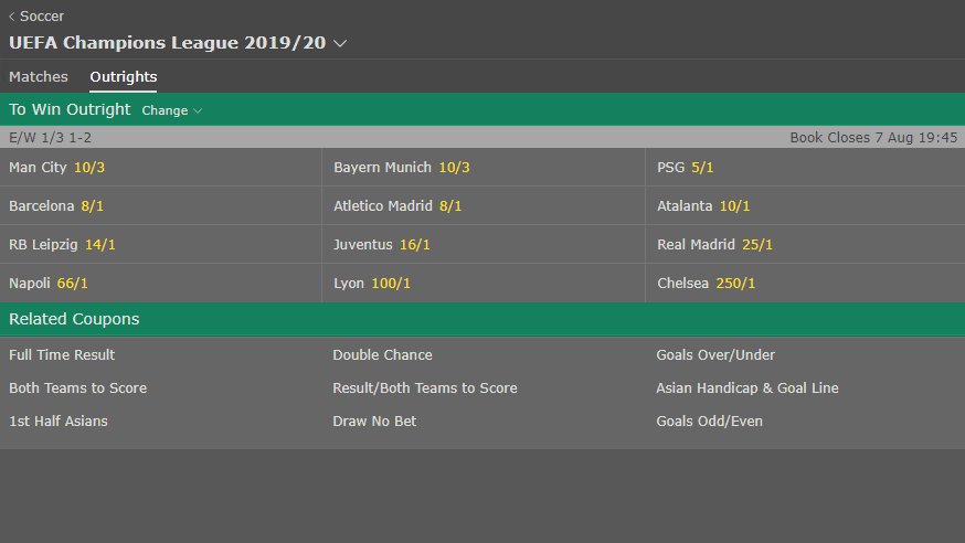 bet365 on twitter will man city win the champions league twitter