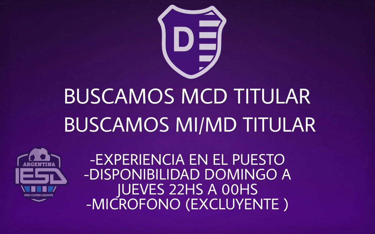elmasgrande__14's tweet photo. ☡SE BUSCA PARA @IESAArgentina -MD/MI TITULAR ✅
-MCD TITULAR✅ 
CONTACTARSE AL MD 📩
#VAMOSVIOLA💜 https://t.co/4Wk0Kk5WT0