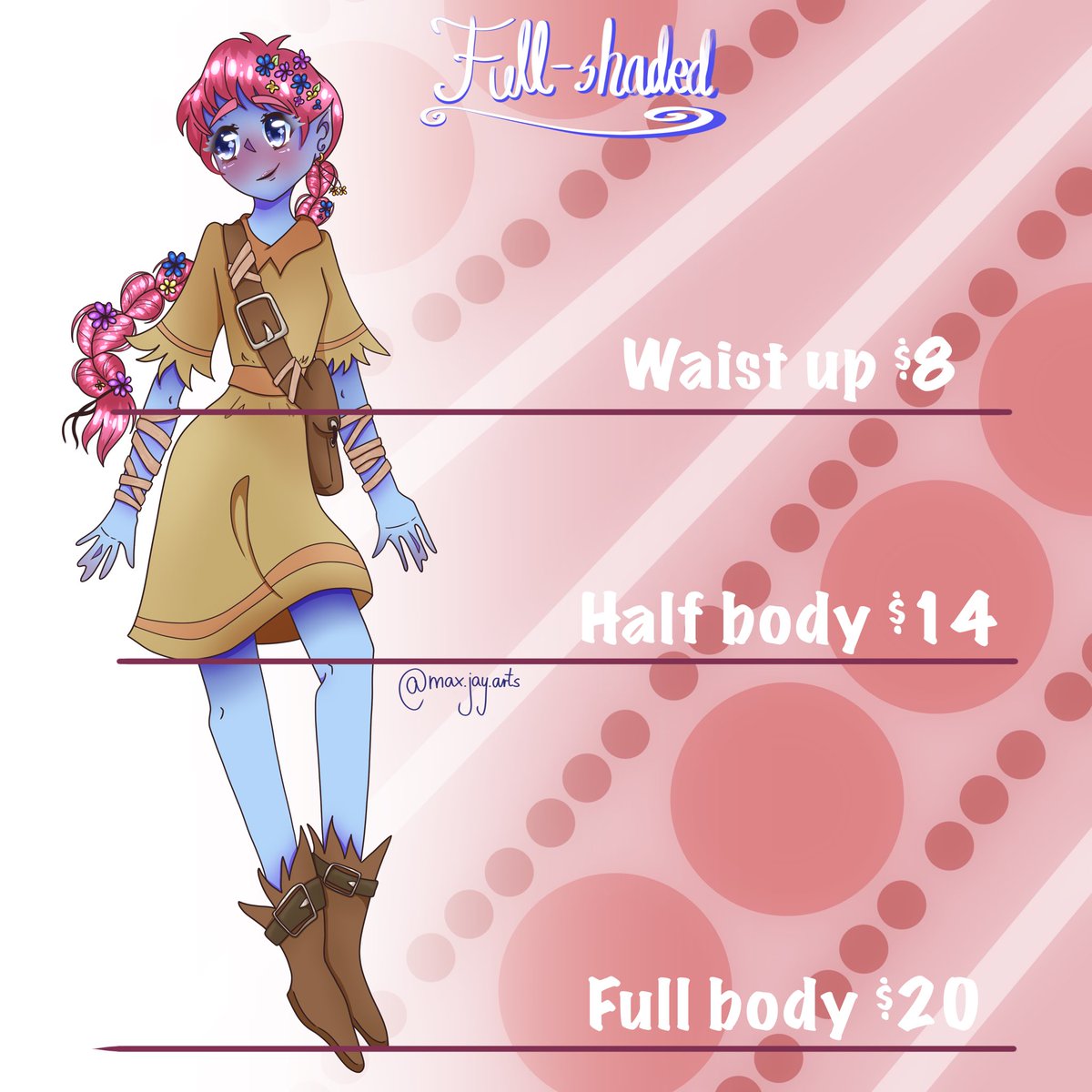 Maxthebigmess's tweet photo. so i opened commissions on my Instagram, but here’s a thread of pricing and rules >~< it’d mean the world if you RT’d this, thank you so much 💜💜
here’s the pricing: https://t.co/tkF5CeOv9a