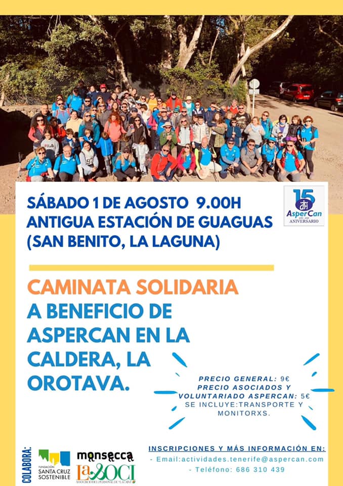 AspercanONG's tweet photo. Caminata solidaria de ASPERCAN en Tenerife. EL 1 de Agosto! Con transporte y monitores incluidos consulta mas en @aspercan.aspergercanarias https://t.co/UcwTdYyyGV y en el cartel adjunto. #aspercan #accionesaspercan #senderismosolidario https://t.co/aCxUKATThM