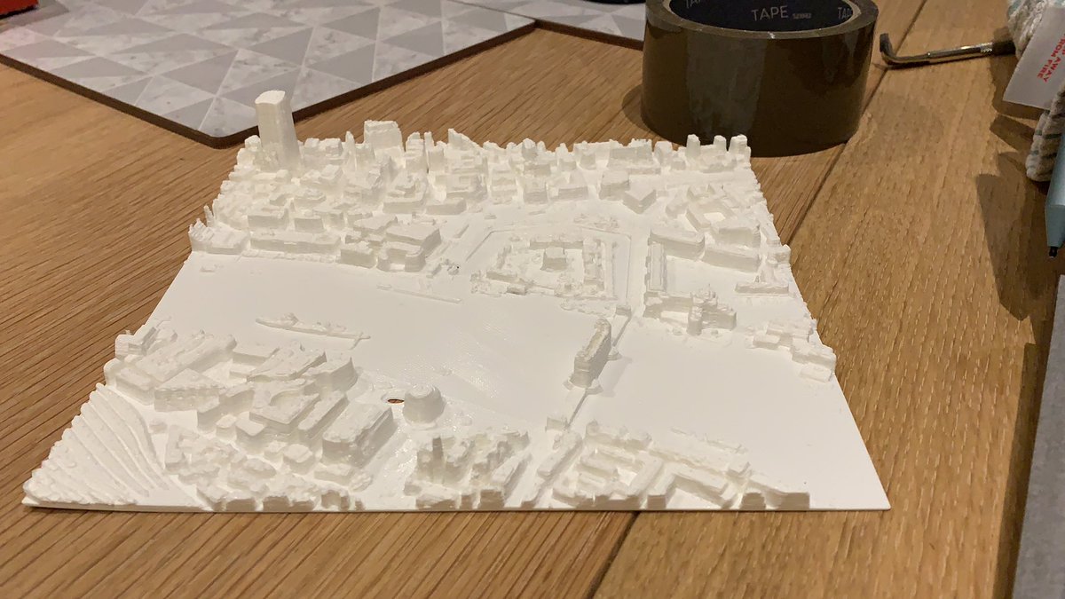 thomaspurchas's tweet photo. 3D printed tile of central London. Built from open source LIDAR data. It’s amazing what data the UK gov collects and publishes https://t.co/Rn4IxXTDyY