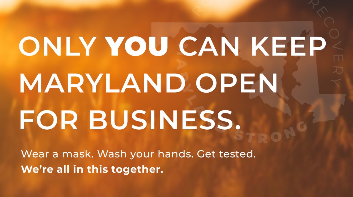 GovLarryHogan's tweet photo. Though Maryland’s key COVID-19 metrics continue to plateau, we are monitoring concerning trends across the country. Remember: Only you can keep Maryland open for business by following public health guidance. #MasksOnMaryland https://t.co/3WNoAna23Z