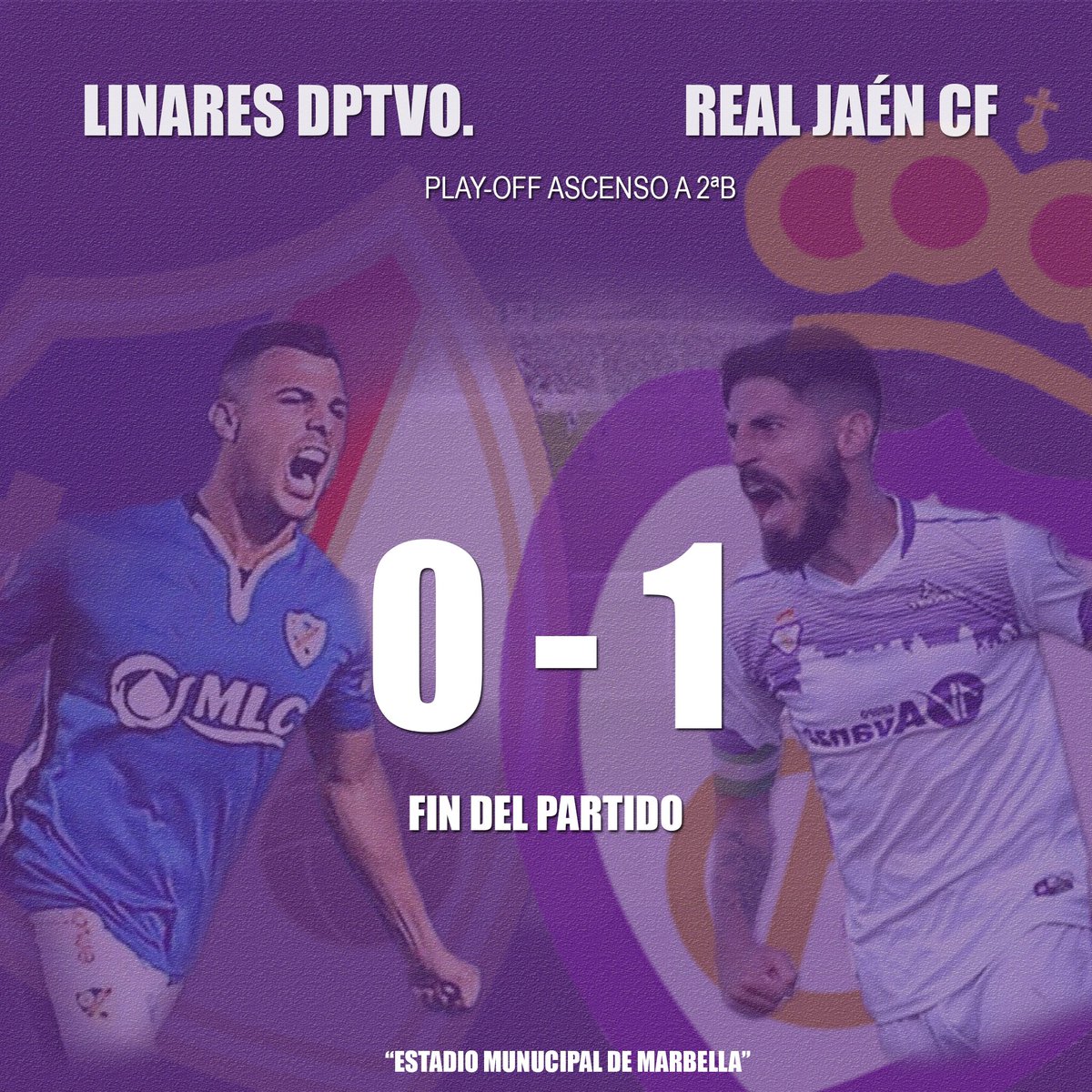 ⏱ 90+5’ |0-1| FINAAAAAL FINAAAAAAL DE ESTA GRAN BATALLA frente al <a href="/Linares_Dptvo/">Linares Deportivo 💙⚒</a> 
Lo conseguimos tras un magnífico juego de nuestro equipo en el segundo tiempo, 

¡¡Pasamos a la ronda final!!

¡VAMOOOS!

#LinaresRJaén 
#HalaJaén💜