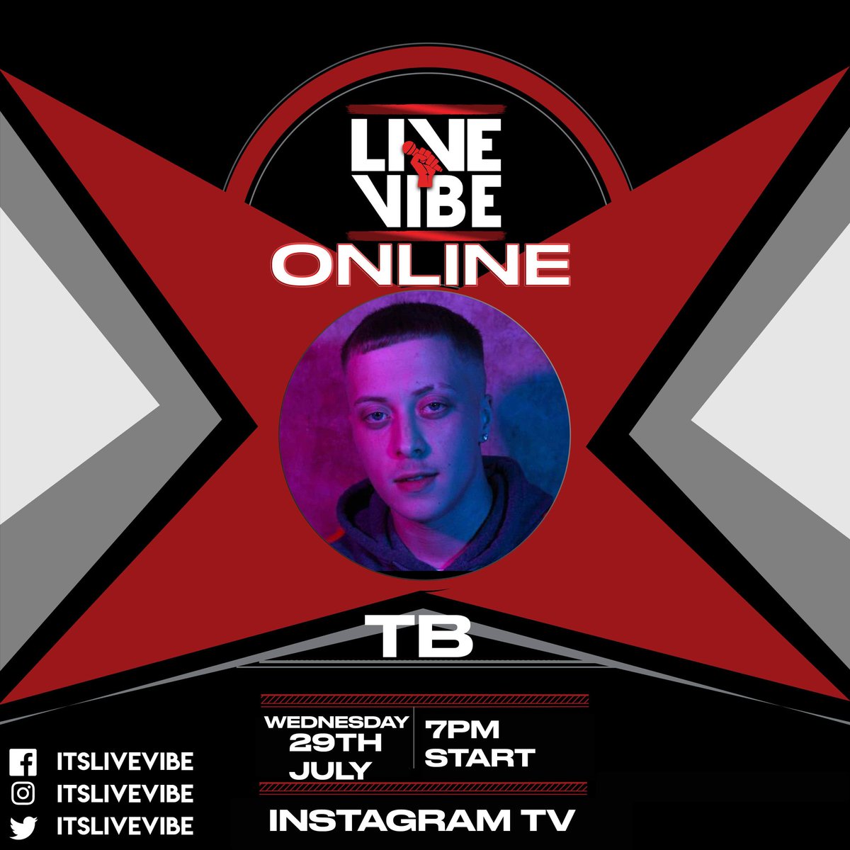 ItsLiveVibe's tweet photo. Artist Announcement @theofficialt_b bringing Grime vibes all the way from Wolves and making waves in the industry Tune in to #instagramtv on 29.7 from 7pm
#LiveVibe #TheArtistPlatform
#LiveMusic #LoveMusic #LiveVibe
#Birmingham #birminghammusic
#music #emergingartists #unsigned https://t.co/9I2Q9XDeK3