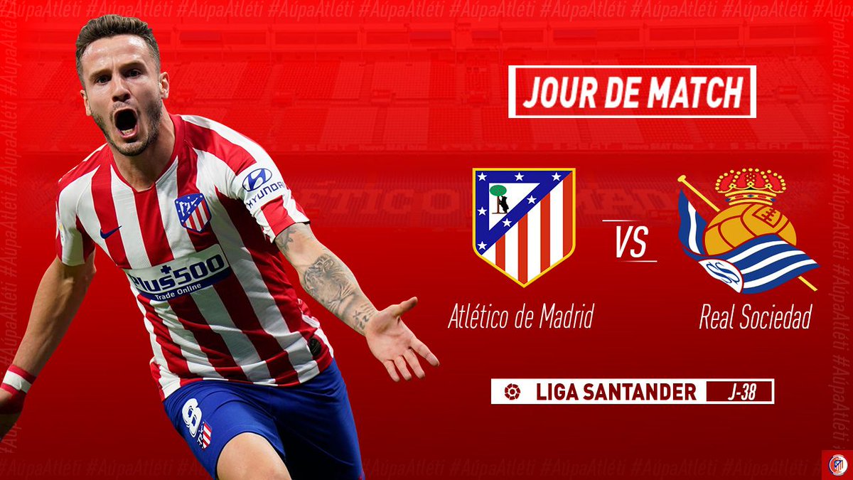🔥JOUR DE MATCH🔥

🆚 • Atlético de Madrid - Real Sociedad

🇪🇸  • LaLiga [J-38]

📺 • BEIN SPORT MAX 9

⏰ • 21h00

🏟 • Wanda Metropolitano

#️⃣ • #AtletiRealSociedad 

✅ • LIVE TWEET