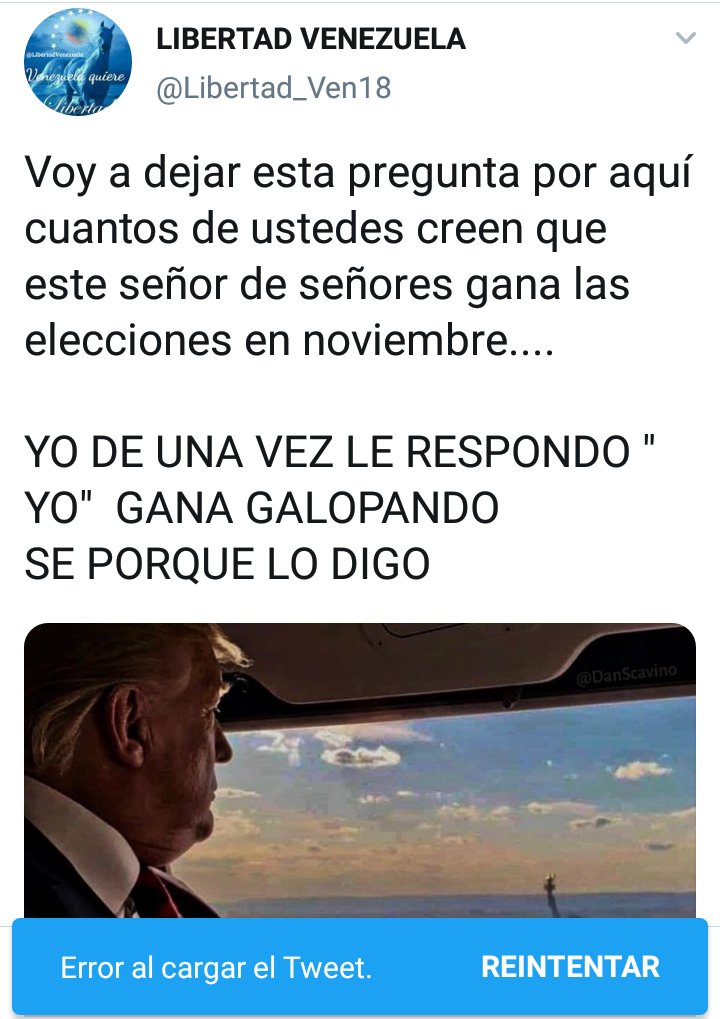 EuridiceGuerra's tweet photo. #Jul Tenía casi una hora tratando de dar RT a este grandioso escrito con esta espectacular foto de @Libertad_Ven18
#TwitterSaid
"Error al cargar el Tweet"
"No se puede retwittear"
.... Seguimos #MAGA2020 https://t.co/2Vbw6R5qV7