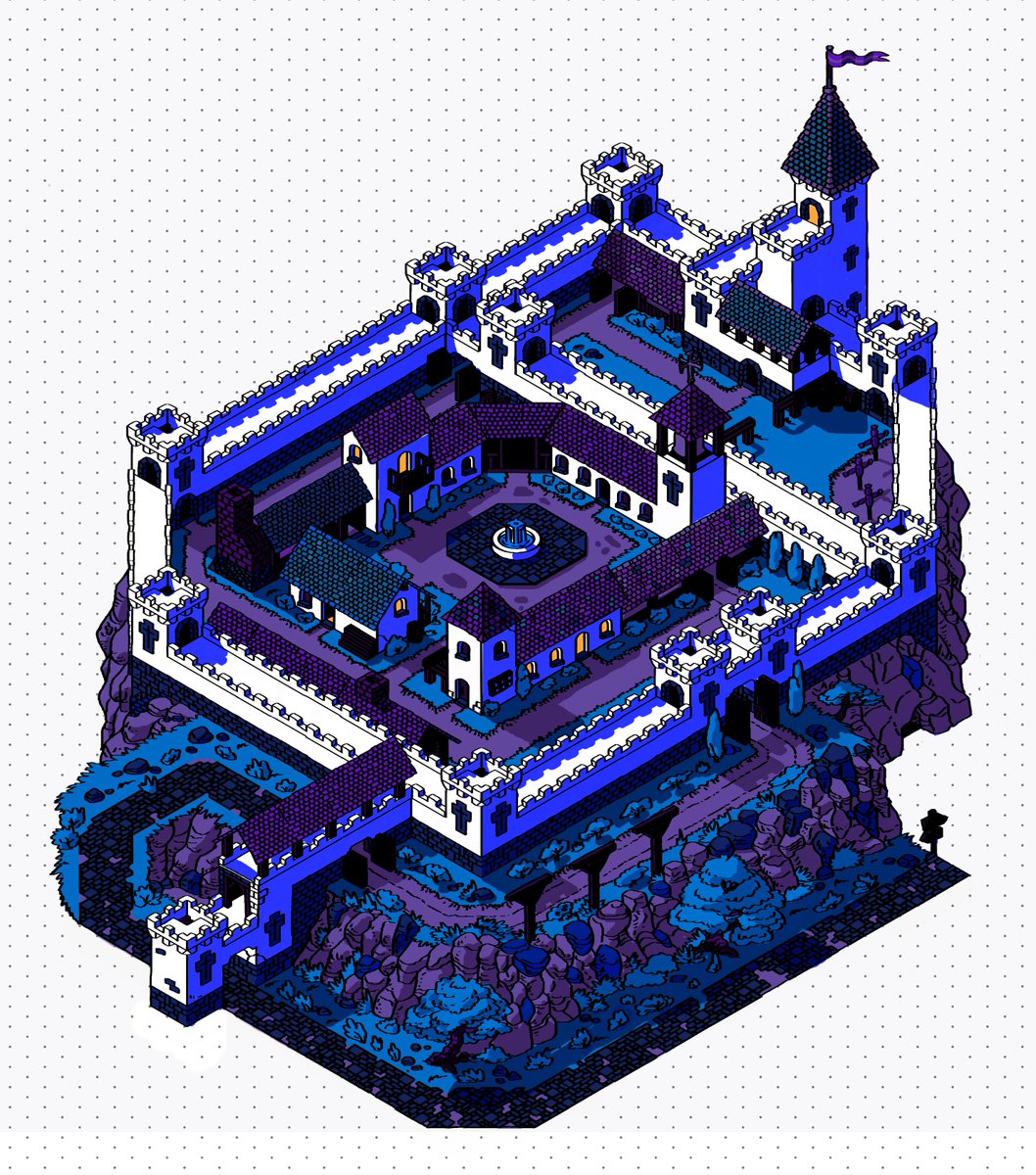 GnarledMonster's tweet photo. The Keep is finally finished! Well, mostly finished, there are still some adjustments to be made later. I cannot believe three months have passed since I started this. Now I'll start the hexcrawl for the surrounding region! #ttrpg #osr #dnd #rpg #adventuremap #cartography #isomap https://t.co/9etuZbZkOc
