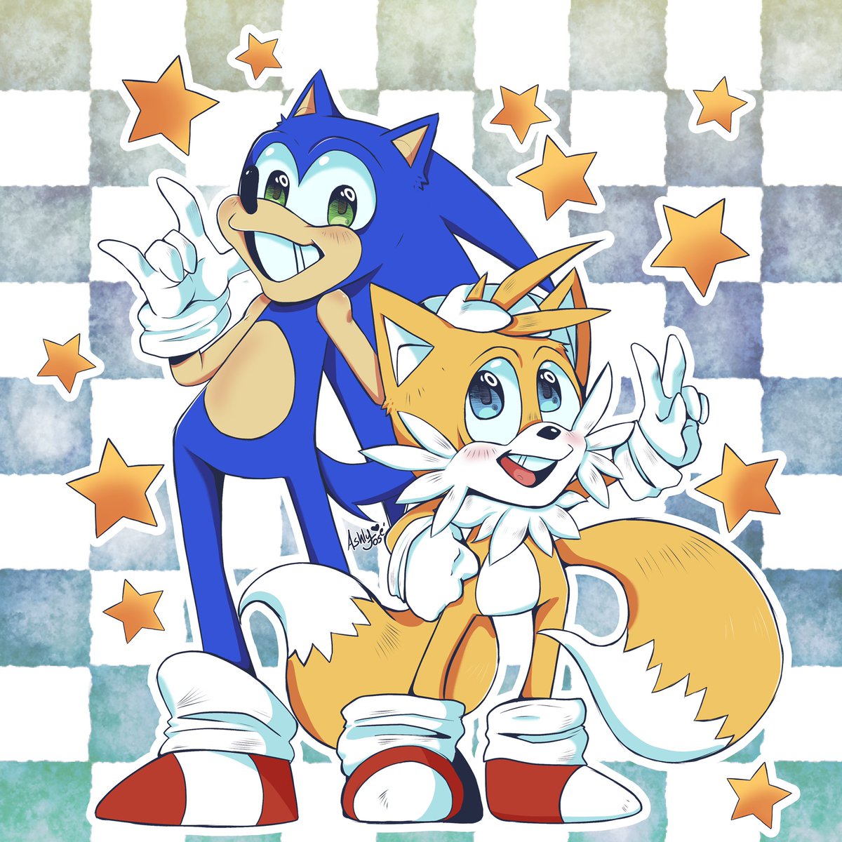 motto_ash's tweet photo. #sonicthehedgehog #sonic #sonicandtails #sonicfanart #tailsthefox #star #sonicworld #checkerboard #fanart #bluehedgehog #yellowfox #gottogofast #drawwithashes #peacesign #rockon https://t.co/wYnjlsfQIR