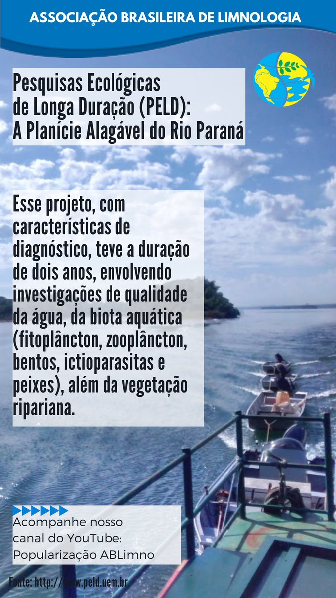AB_limno's tweet photo. Pesquisas Ecológicas de Longa Duração - PELD.
A Planície Alagável do Rio Paraná
#limnogia #redelimno #limnologiaAmericadoSul
#ABlimno https://t.co/orZNF4C7nj