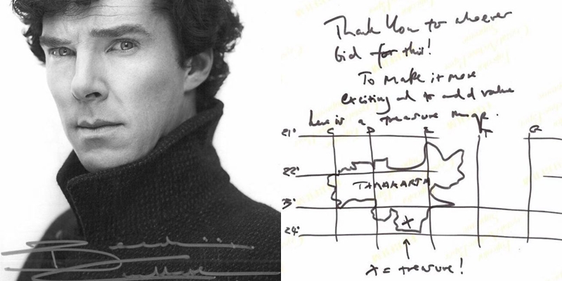 PANCREATIC CANCER ACTION (2017): ): BC donated a signed photograph by Ian Derry and drew a treasure map on the back to make it more valuable. And “exciting“.
