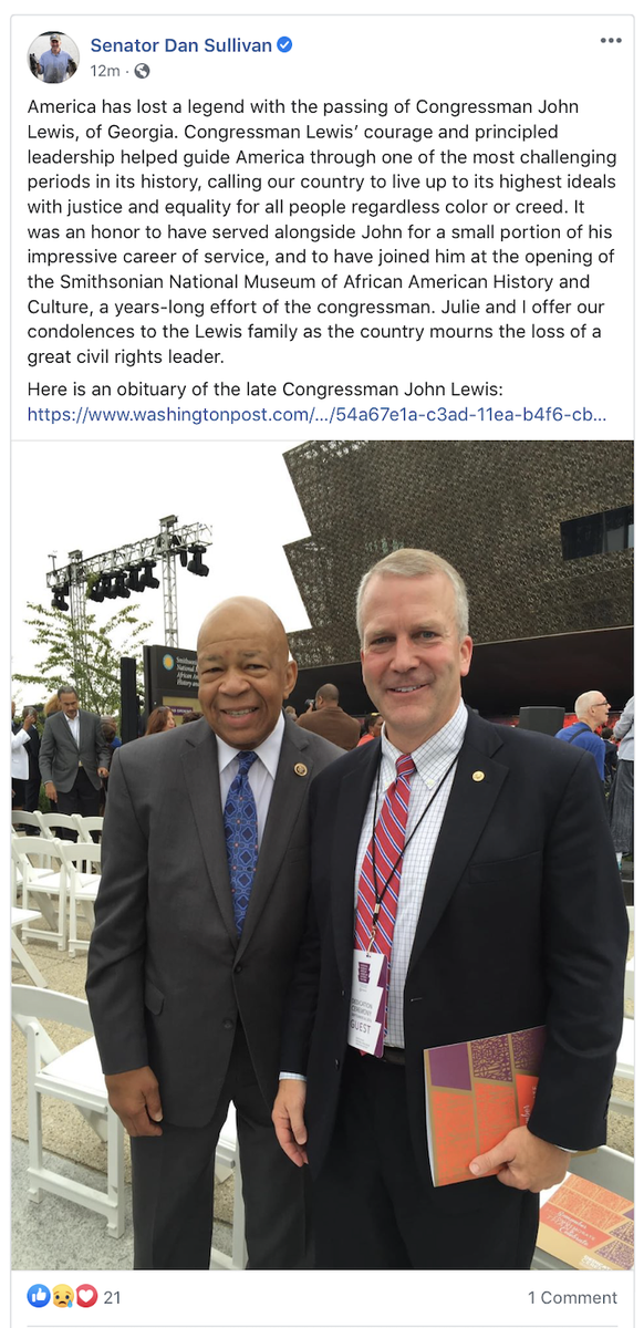 DermotMCole's tweet photo. Like #MarcoRubio, @SenDanSullivan may have served alongside the civil rights leader, but he wasn't standing next to Rep. John Lewis when this picture was taken. #NotJohnLewis https://t.co/0kIMXg3wvD