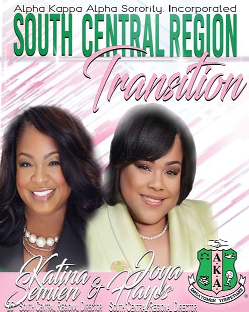 SouthCentralAKA's tweet photo. South Central Regional Director Joya T. Hayes has taken the oath of office and the seamless transition between her and the 25th South Central Regional Director Katina M. Semien has been finalized.  Regional Director Hayes is ready and able to take the region in a new direction. https://t.co/1XwcK56ESY