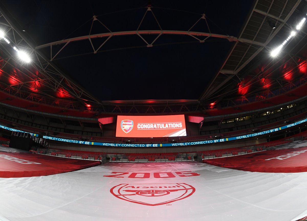 Arsenal's tweet photo. 👋 See you again soon, @WembleyStadium 😉

🏆 #EmiratesFACup https://t.co/4AThEitBHU