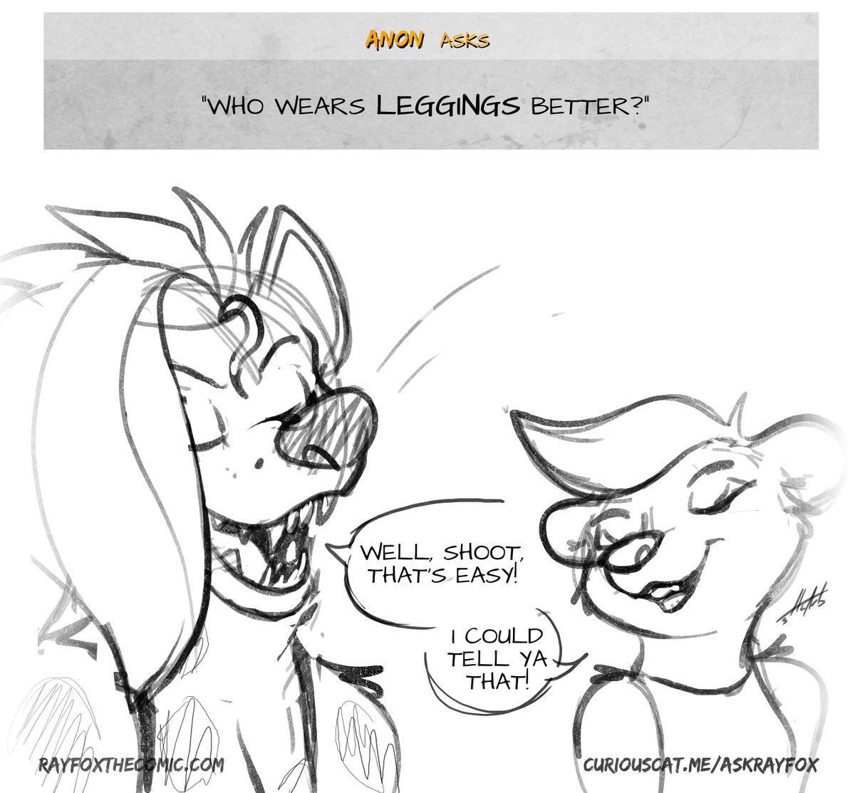 RayFoxTheComic's tweet photo. Anon.. you just wanted to see some girls in leggings didn't you?
#askrayfox #rayfoxcomic https://t.co/EyQmRdFfYr