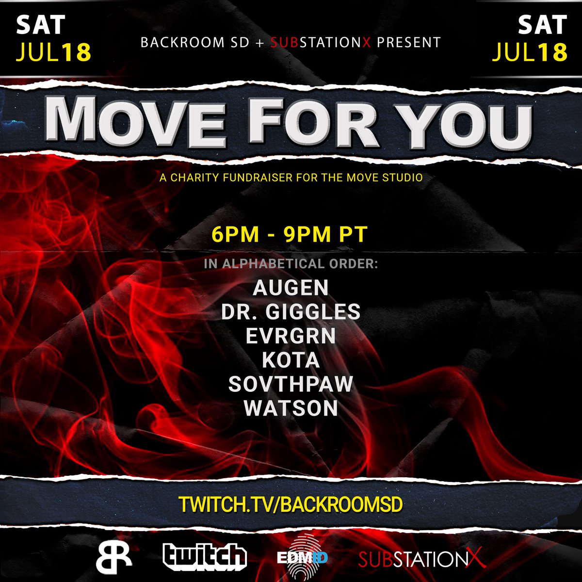 SubstationXsd's tweet photo. Join us for day 2 of our Covid relief fundraiser with @backroomsd & @EDMIdentity🔥6-8pm PDT // All live streaming links at: https://t.co/f0mYxXT9vN #SubstationX #BackroomSD #EDMIdentity https://t.co/XuTfGLrglB