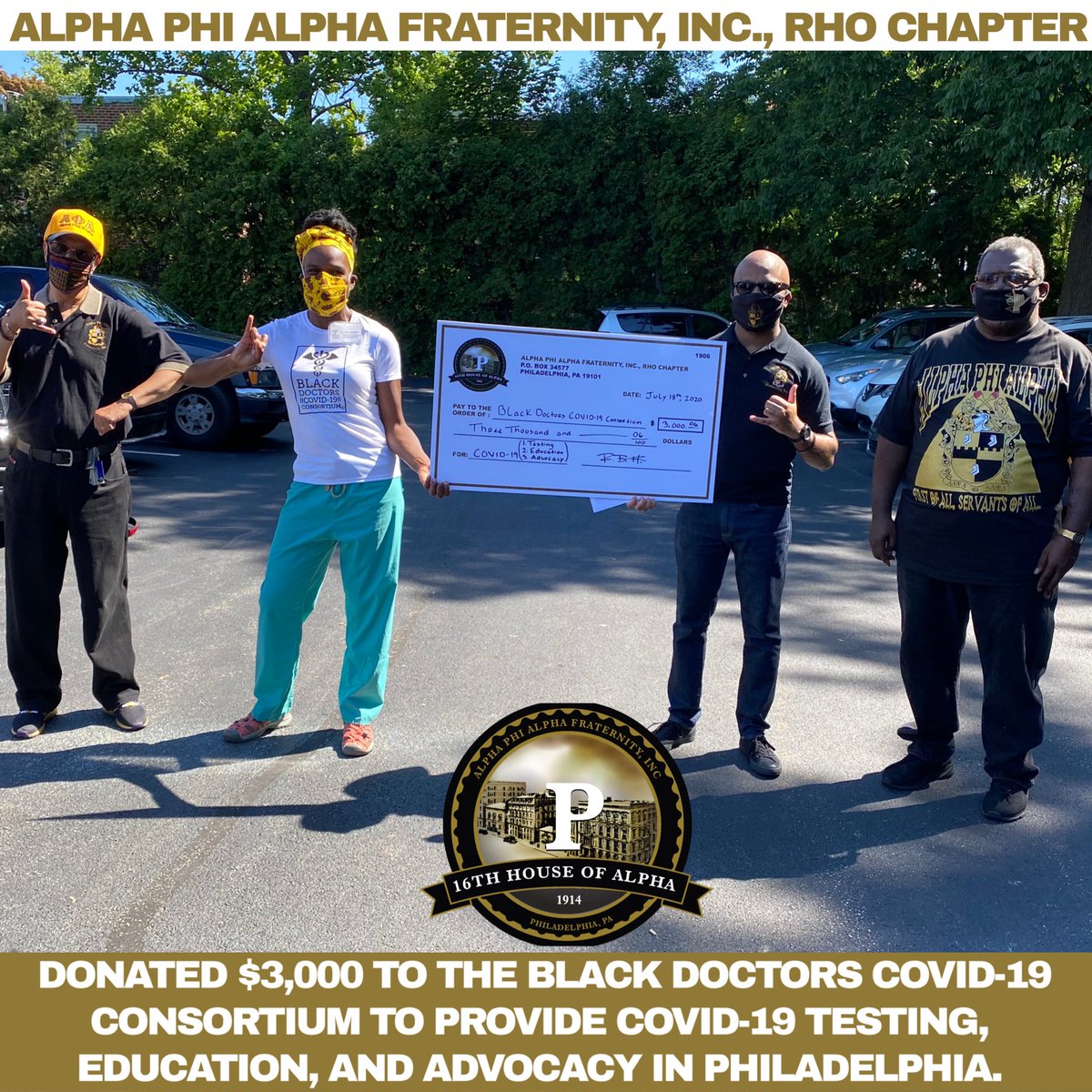 rho1914's tweet photo. We Donated $3,000 to COVID-19 efforts in Philadelphia! #rho1914 https://t.co/bkp7DPOHwI