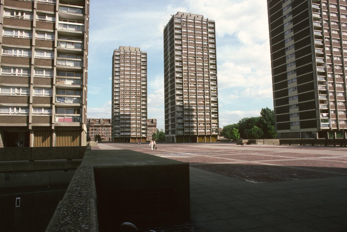 Nightingale Estate: Another post-war estate in Clapton. Six tower blocks surrounded by maisonettes. These tower blocks also fell into disrepair, and significant levels of anti-social behaviour. Five blocks were blown up by 2003 and estate regenerated.