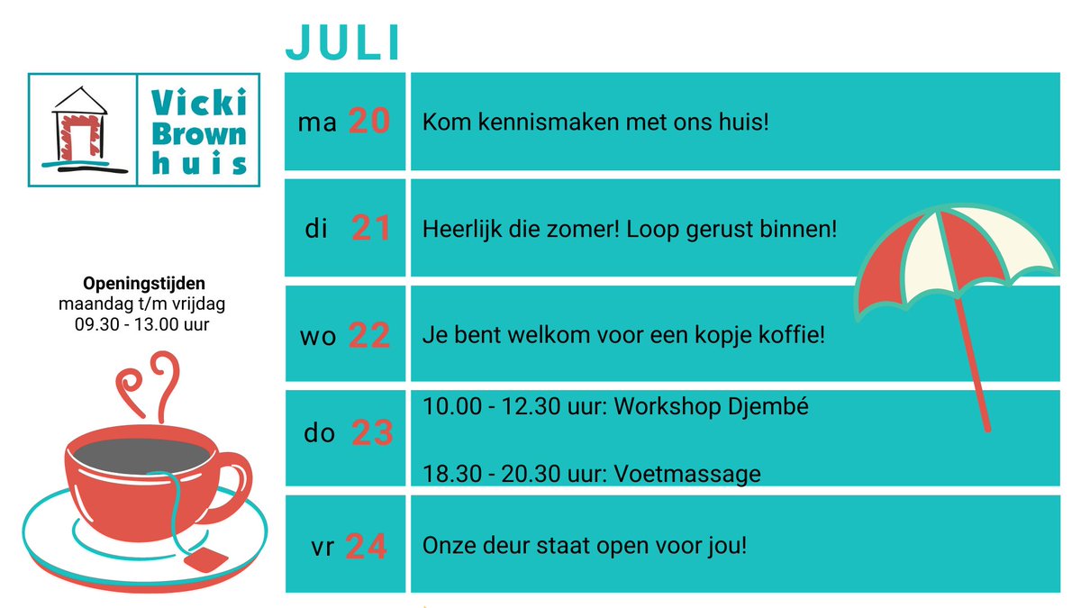 In de maanden juli en augustus organiseren we speciale activiteiten vickibrownhuis.nl/zomeractivitei…