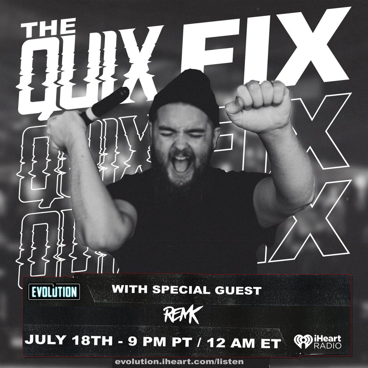 QUIX's tweet photo. TONIGHT on The QUIX FIX 

special guest @RemKMusic 

yo the amount of IDs in this mix 

9pm PST 
@iHeartRadio @EvolutionRadio 

https://t.co/bSxVb6Z3tL https://t.co/Yot5ntixnF