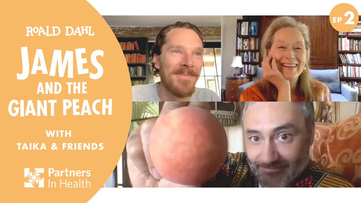 PARTNERS IN HEALTH (2020): BC has been invited to read parts of “James and the Giant Peach“ in a Zoom meeting with Taika Waititi and Meryl Streep in aid of this charity. Listen/watch, laugh along, stay peachy:  (via  @YouTube)
