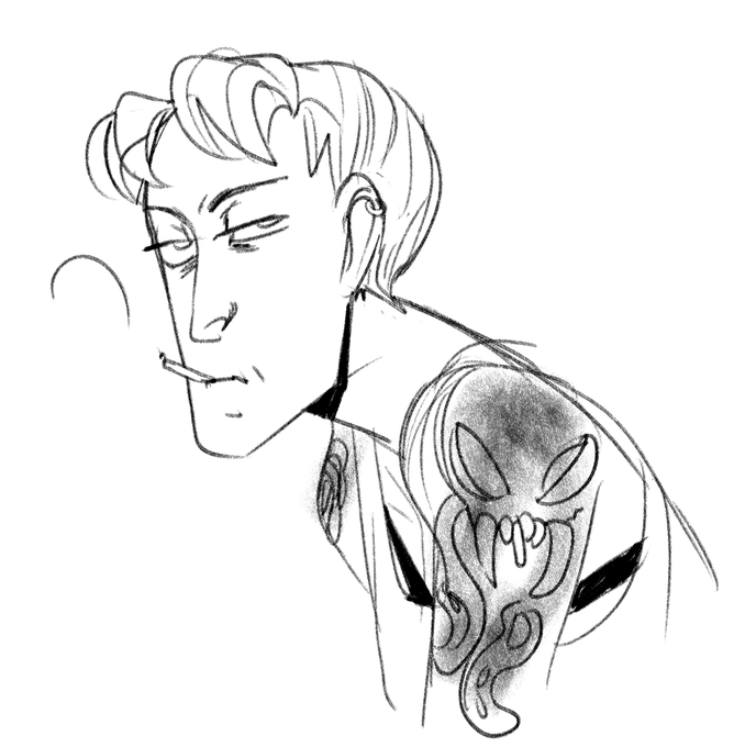 basla bought the real human skeleton from a middle-aged french tattoo artist called jacqueline who smokes in her studio and gets passionately angry if her craft gets disrespected while she also does oil paintings of all of her tattoo designs &amp; probably burns them once theyre done 