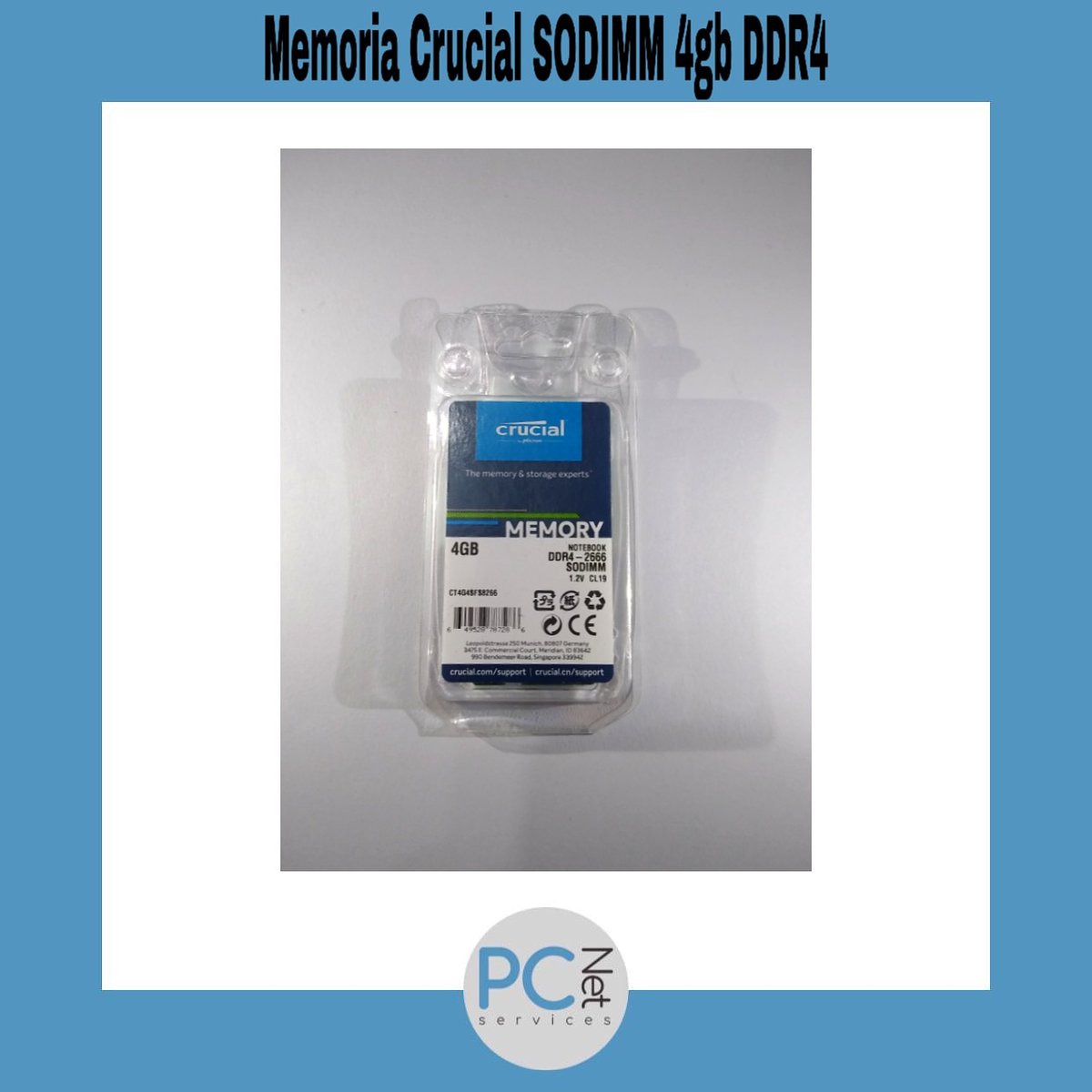pcnetservices's tweet photo. Memoria para notebook Crucial SODIMM 4gb DDR4 2666mhz
#memoria #memorias #notebook #notebooks #crucial #Crucial #sodimm #gb #ddr4 #mhz #pcnetservices https://t.co/iqQtXWOfnW