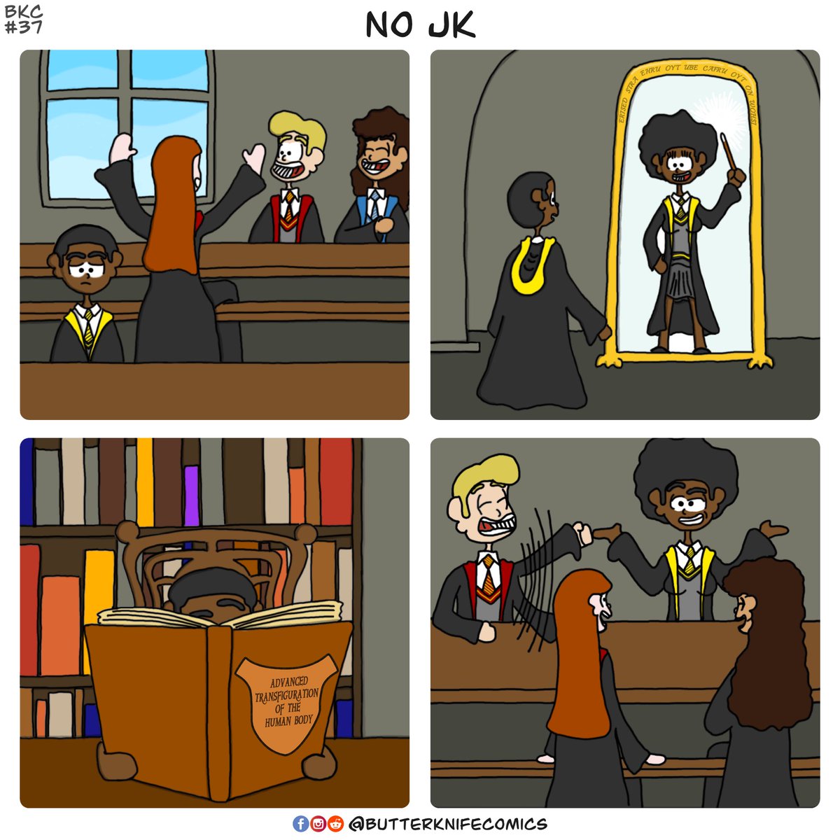 BK_Comics's tweet photo. #HarryPotter wouldn’t stand for @jk_rowling’s recent comments. Why create a world of magic, friendship, and acceptance if you don’t believe in those things? Plus, it would be so easy to transition in the wizard world!

 #TransPeopleAreRealPeople https://t.co/DwCkt4eD0s