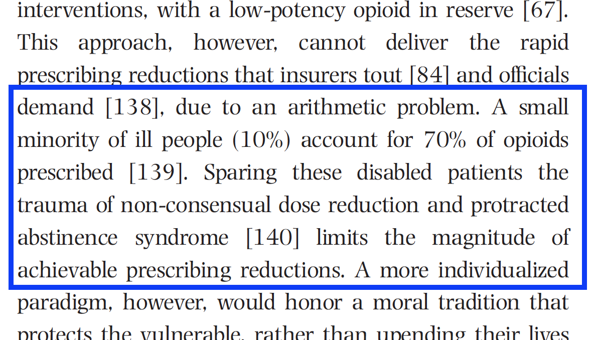 7/10% of patients consume 70% of  #opioid milligrams. Many are seriously ill.If you want the mg total of 1999, forced stoppage _on THEM_ is the ONLY way to do it. It’s math! In 2019, 3 federal agencies declared a safety concern about doing that.None are mentioned in NPR's report.