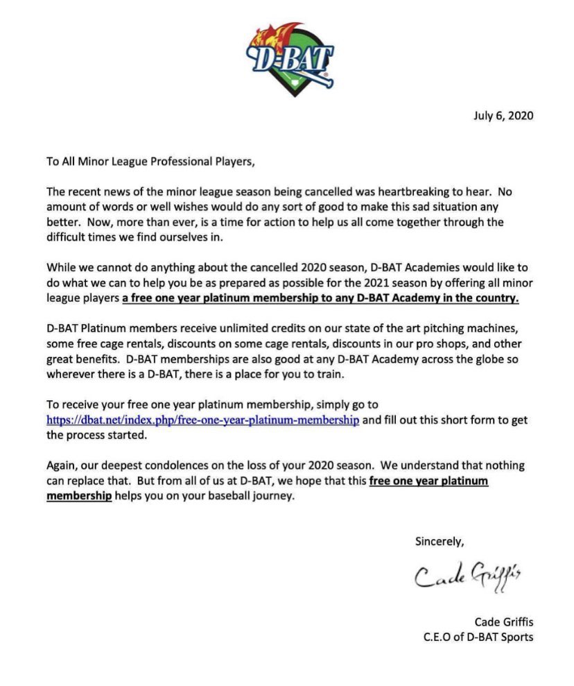 D-BAT Trumbull (@dbattrumbull) on Twitter photo 🔥👉 Any Current Minor League players needing a place to train now has access to over 100 facilities around the country‼️ <a href="/GameTimeCT/">GametimeCT</a> #ctbase 🔥👉 Any Current Minor League players needing a place to train now has access to over 100 facilities around the country‼️ <a href="/GameTimeCT/">GametimeCT</a> #ctbase