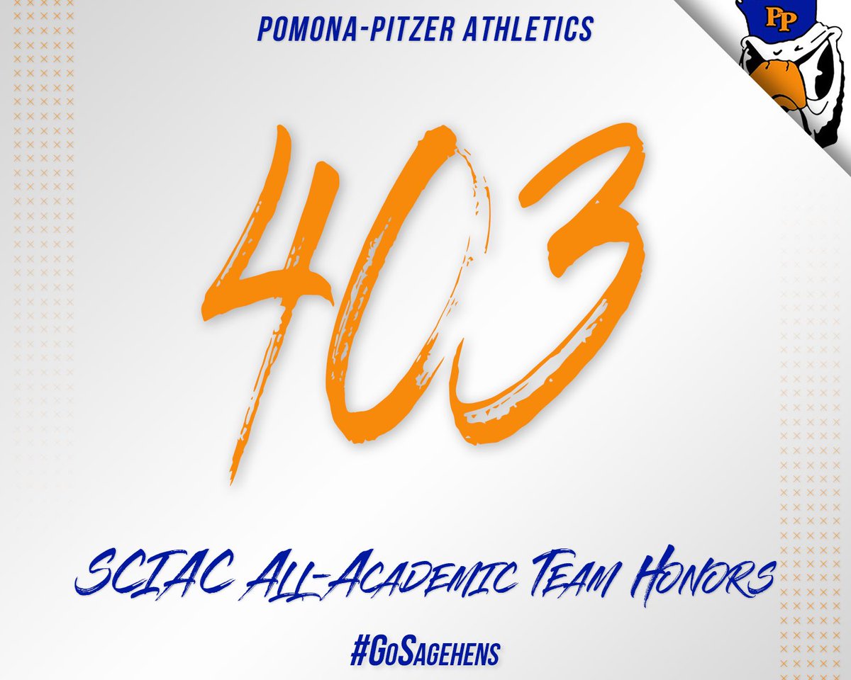 Sagehens's tweet photo. Sagehens lead the conference with 403(‼️) All-Academic selections for the 2019-20 SCIAC All-Academic Team. To be recognized, a student-athlete must achieve a GPA of 3.40 or higher. #GoSagehens https://t.co/Bx6acMGYCo