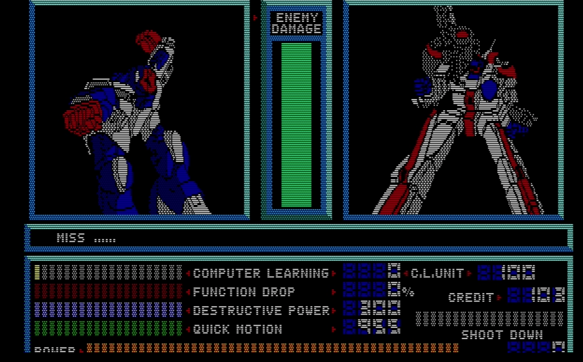 Square's third original game was a big one: Cruise Chaser Blassty (April 26, 1986), a 3D dungeon-crawling RPG with mecha.Sakaguchi wrote the scenario. Animation studio Nihon Sunrise collaborated on the character designs. And it was the first game music from Nobuo Uematsu.