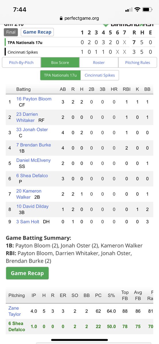 Hugeeee W for our 17u squad down in GA!!! Some video otw but super proud of this group! <a href="/tpanationals/">TPA Nationals</a> <a href="/e_willy23/">Erik Williams</a>