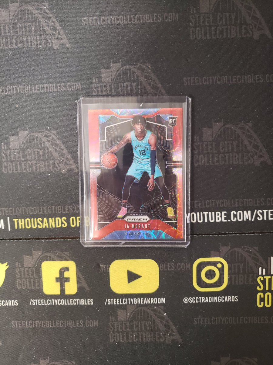 SCCTradingCards's tweet image. Monster hit ! @JaMorant @PaniniAmerica #PrizmChoice jersey # serial 12/88 hit in our #SteelCityBreakRoom #ShowMeYourHits #TylerPullsFire