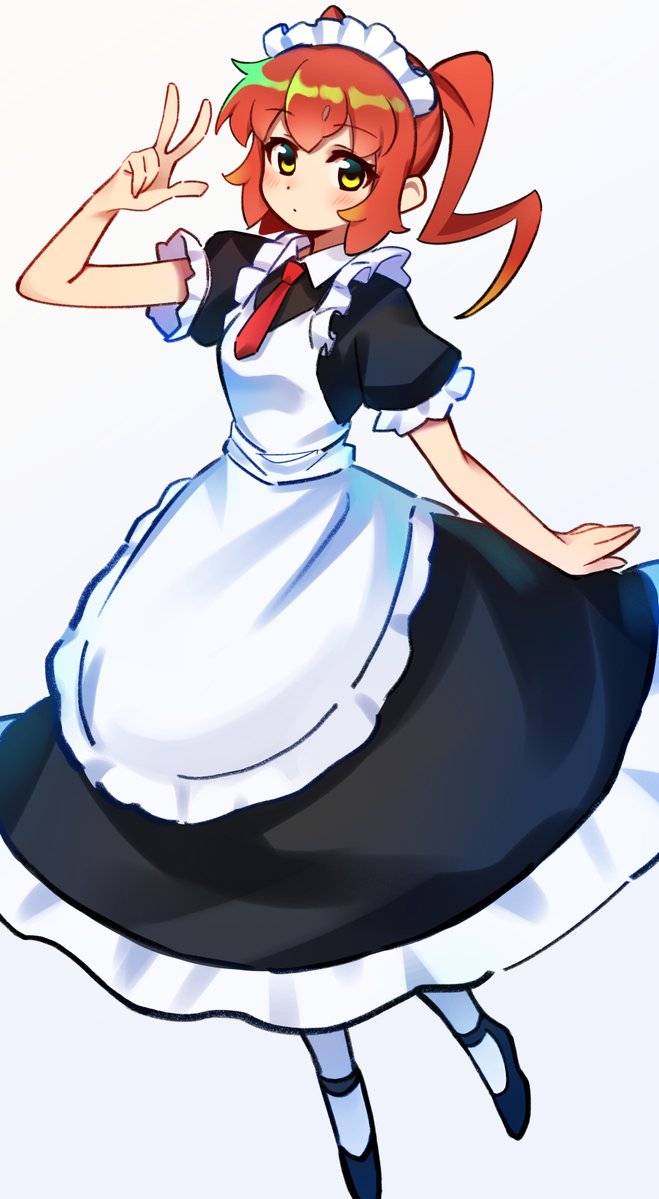 1girl solo maid maid headdress apron short sleeves dress  illustration images