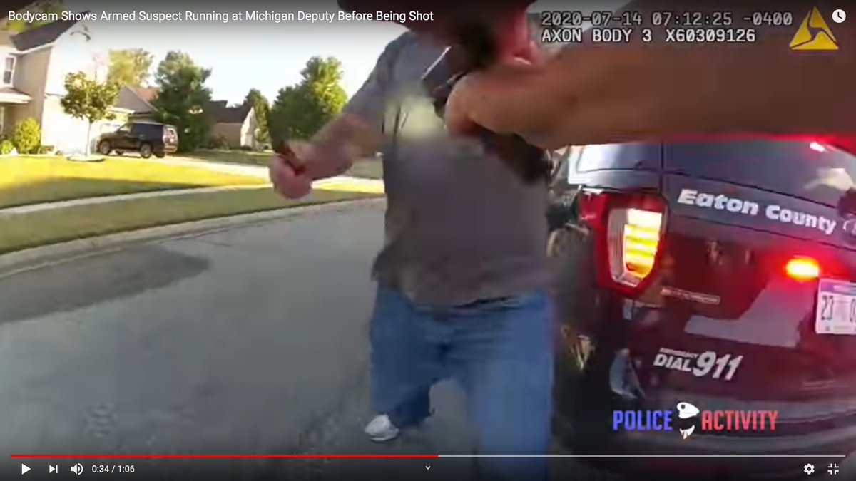 This was NOT suicide by cop.He was clearly not expecting to be shot.A couple of things:The cop put five rounds into him, but he was STILL able to grab her gun and cause it to jam. He yanked on the slide.HE ALMOST KILLED HER.