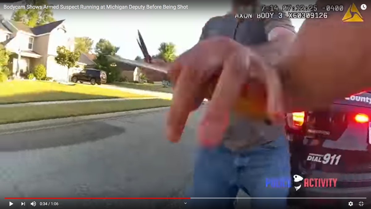 This was NOT suicide by cop.He was clearly not expecting to be shot.A couple of things:The cop put five rounds into him, but he was STILL able to grab her gun and cause it to jam. He yanked on the slide.HE ALMOST KILLED HER.