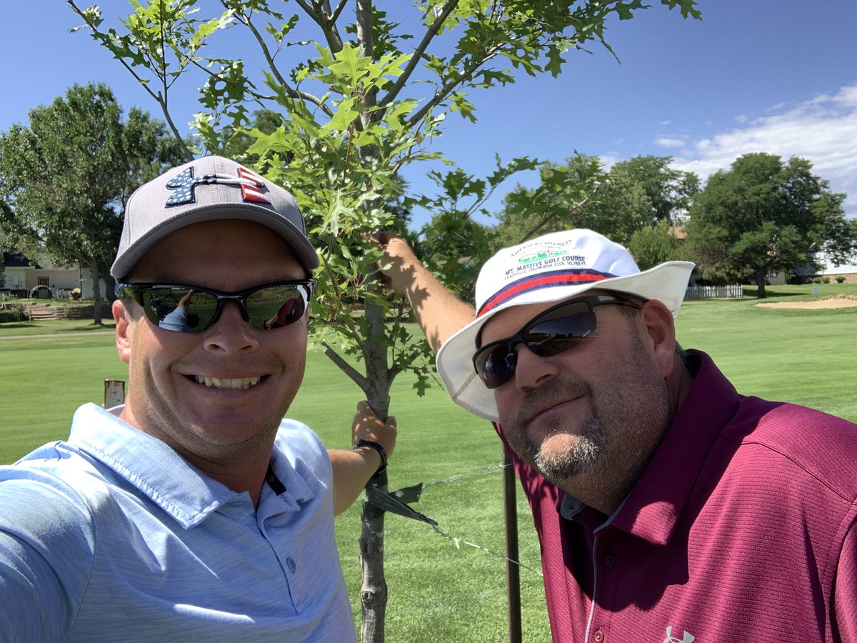 ChadParron's tweet photo. Great day at Aurora Hills Golf Course. Visited daddy Bruce tree on 13. Another career round under par. Twitterless Blake Larsen has the place dialed in. Place is awesome! @RMGCSA @golfaurora #golfcolorado #playbetter https://t.co/9AJj6KvynX