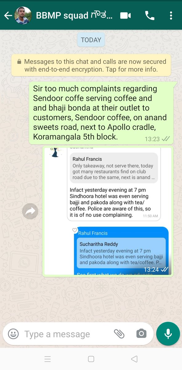 COMPLAINTS/INVESTIGATION TEAM - OutdoorComplaints by public of breaches by HQ persons (Info comes from Ground Team 1), we also coordinate with BBMP to inform of house/ street sanitizing/street barricading, BBMP Marshals and coordinating with Fever Clinic doctors.