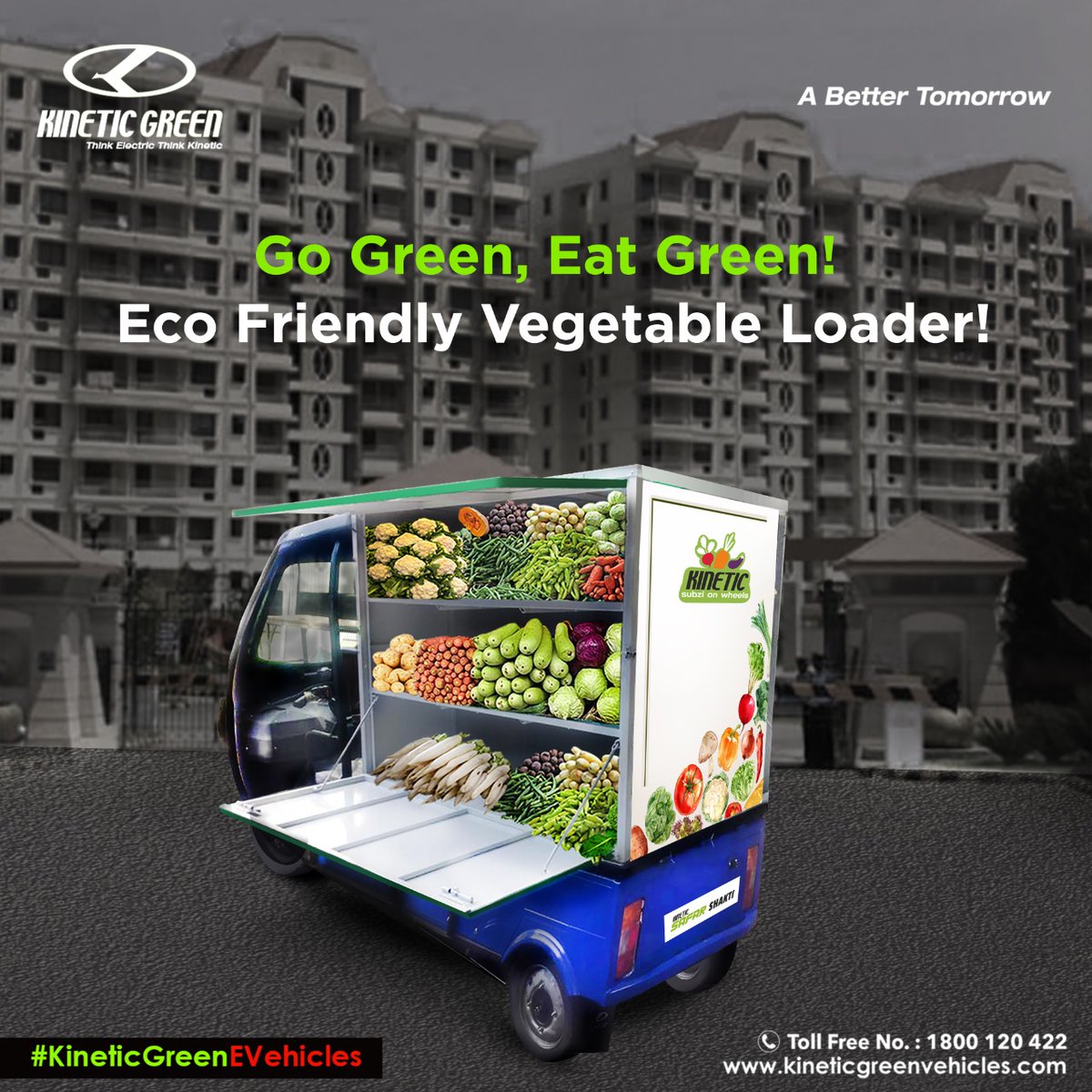 KineticgreenEV's tweet photo. Safar Shakti “Subzi on Wheels” is an ideal vehicle that offers vendors across the country to sell their vegetables in and around the city area/streets.
Toll free: 1800 120 4242
https://t.co/4UvdxPcKoX
#kineticGreenElectricVehicles #SafarShakti #ElectronicVehicle #Loader #Eloader https://t.co/wPjVq4vzJS