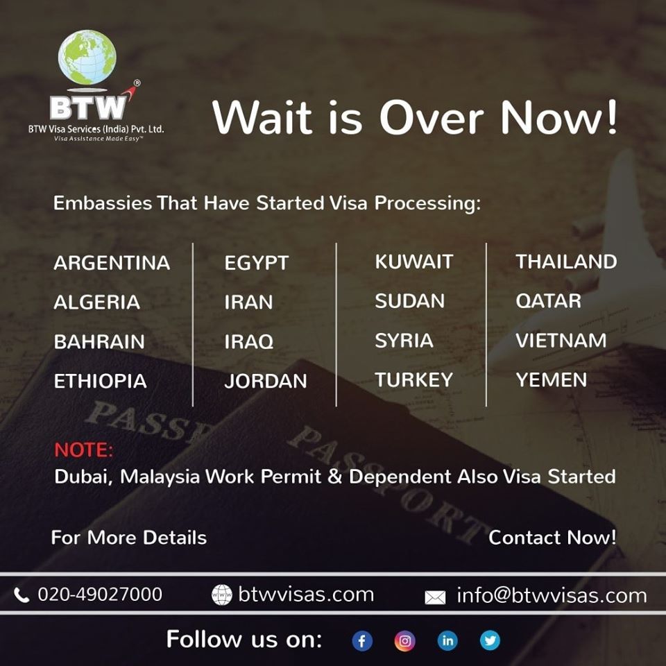 BTWVisaServices's tweet photo. Embassies resumed work for visa processing after the lockdown.

Visit Now: https://t.co/XWqDipR9nS
Contact us: 020-49027000

#visa #applyvisa #visaapplication #embassies #startedvisa https://t.co/bi08DD2E8G
